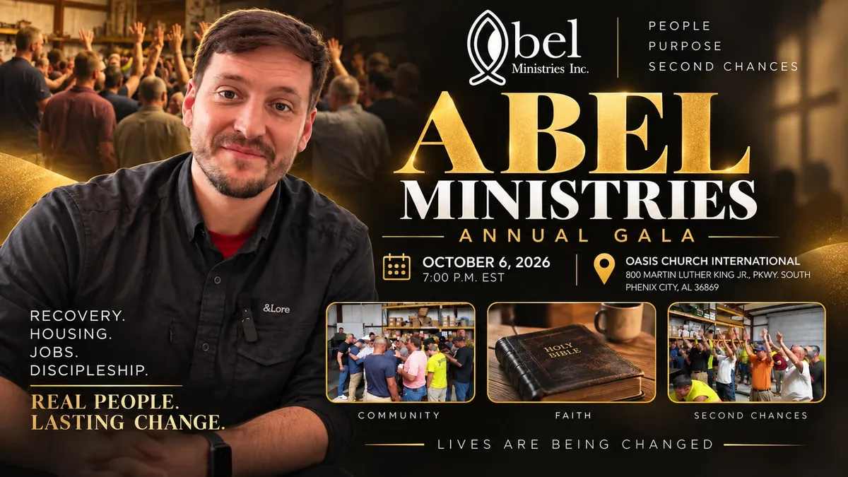 David Knapp beside the ABEL Ministries Annual Gala invitation for October 6, 2026