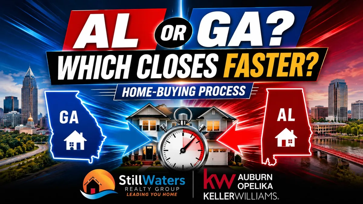 Cover graphic asking “AL or GA? Which closes faster?” with state outlines and a stopwatch